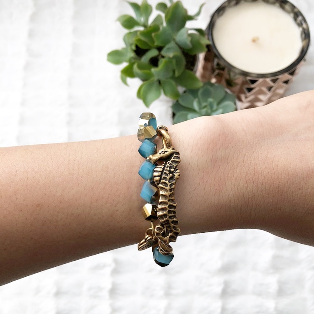 Alex & Ani ‘Marina Seahorse’ Beaded Wrap Bracelet